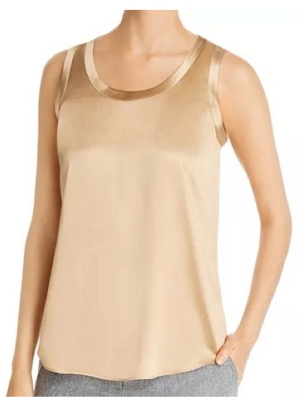 Lafayette 148 Reversible Silk Sleeveless Tank Top Blouse Gold Beige Nude Blush